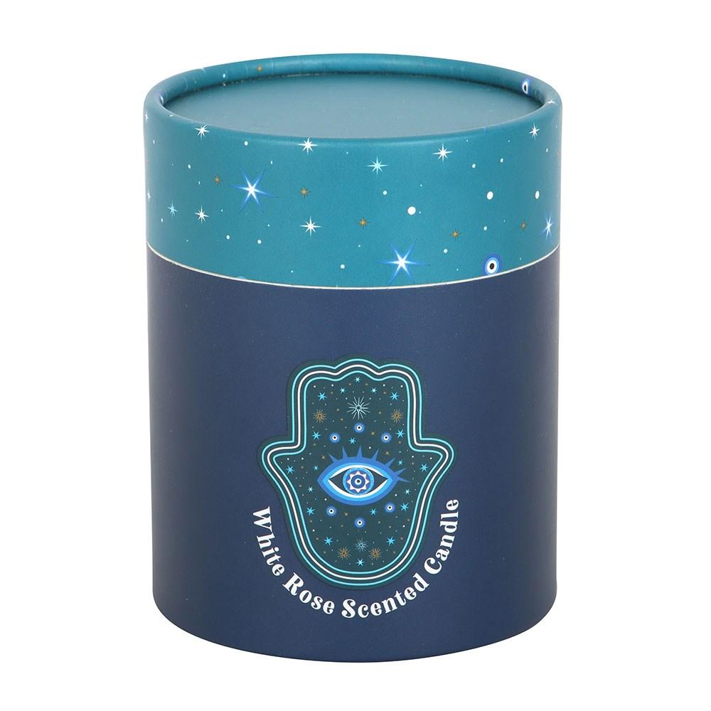 Something Different Hand of Hamsa White Rose Crystal Candle