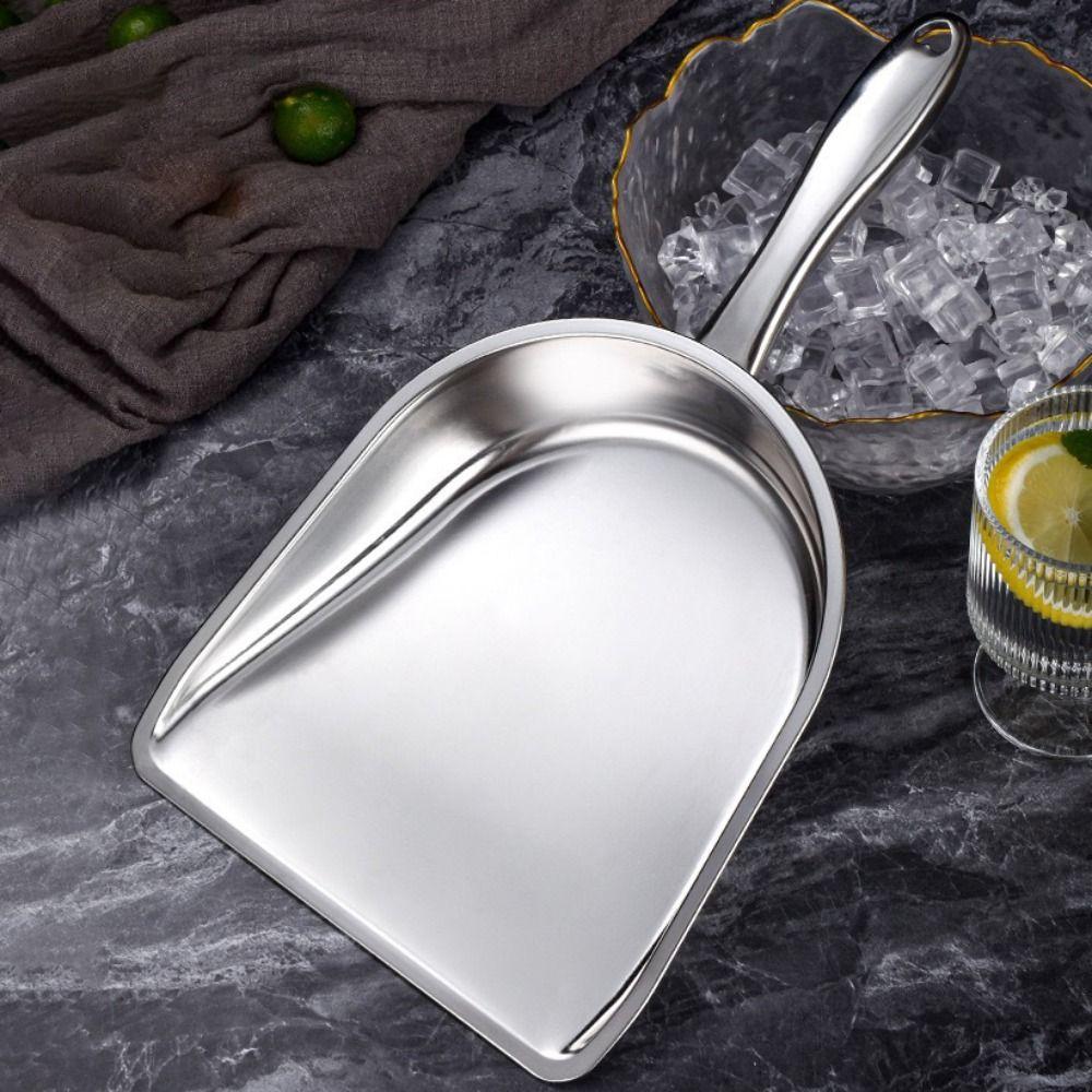 Large Capacity Stainless Steel Ice Cube Shovel Wide Opening French Fry Spatula Supermarket