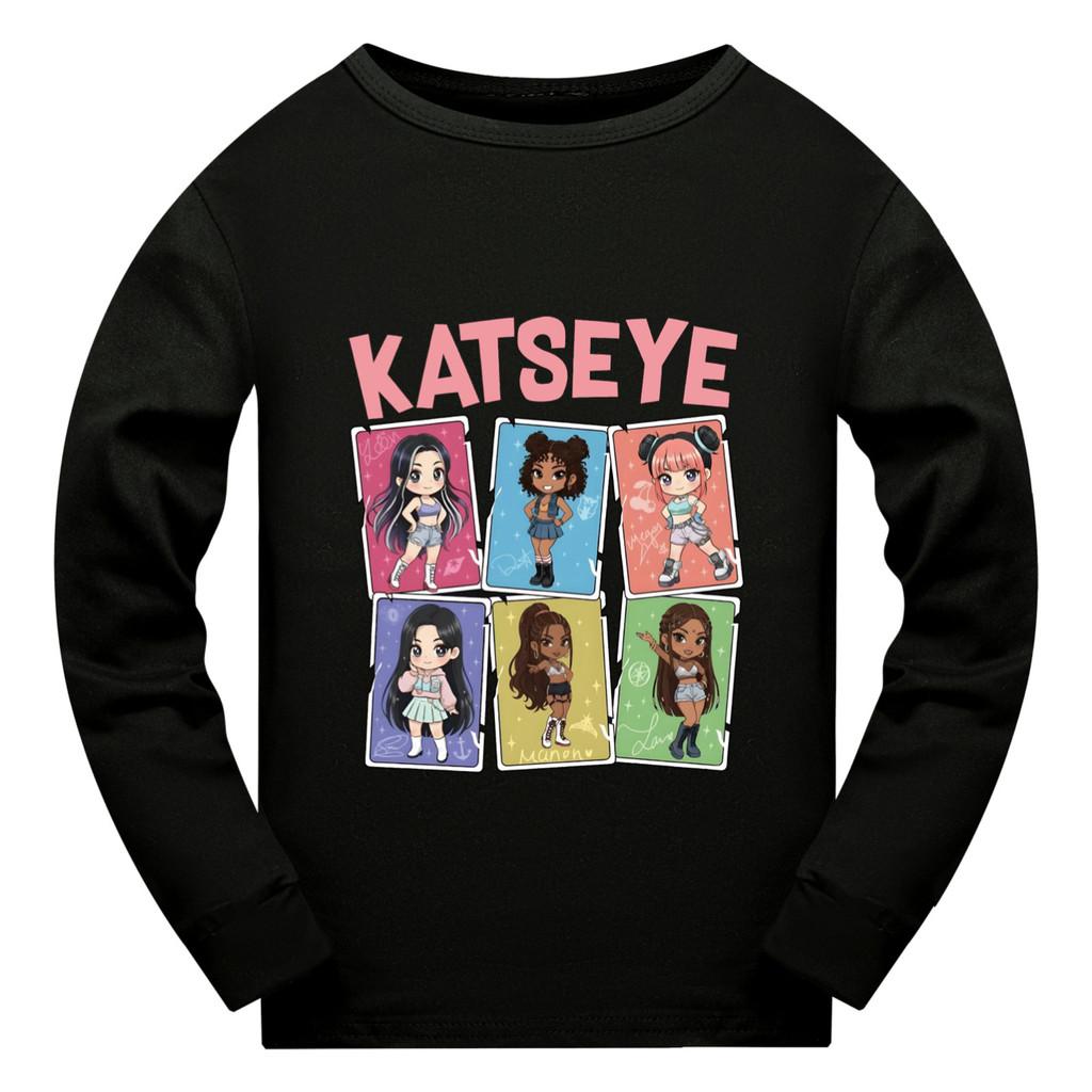 5300 Детская футболка с длинными рукавами и принтом KATSEYE для девочек