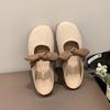 Ленивые балетки 2025 лето новая сумка голова полушлепки бант один педаль универсальные французские нежные тапочки