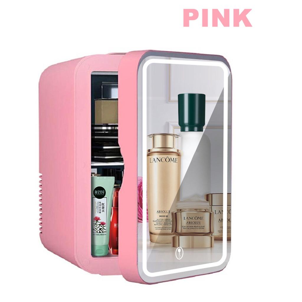 Мини-холодильник для макияжа со светодиодной подсветкой и зеркалом, портативный холодильник для хранения косметики, кулер и подогреватель, морозильник для автомобиля, двойной 48 Вт 8 л