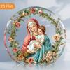 Двумерная плоская Дева Мария и Младенец Иисус, Акриловая декоративная табличка, Дизайн с цветочной гирляндой, Подходит для украшения стены, крыльца, комнаты, виллы, акцентов Дома, Ха