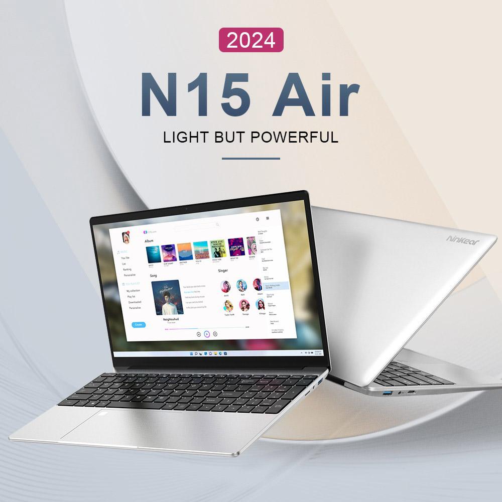 Восстановленный ноутбук Ninkear N15 Air, 15.6'' 1920*1080 IPS экран, Intel N95 Alder Lake-N 4 ядра 3.4 ГГц, 16 ГБ ОЗУ 512 ГБ SSD
