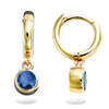[R5149] - Gold Plated Hoop Earrings 'Sissi' Golden Blue - 8 Mm - 4 Mm