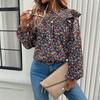 Женская рубашка с цветочным принтом, темпераментная, для делового стиля, с длинным рукавом