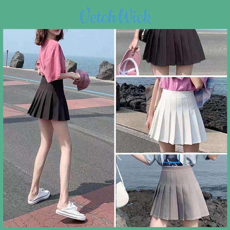 Stylish Women High Waist Pleated Skirt Featuring Comfortable Safety Shorts Inside