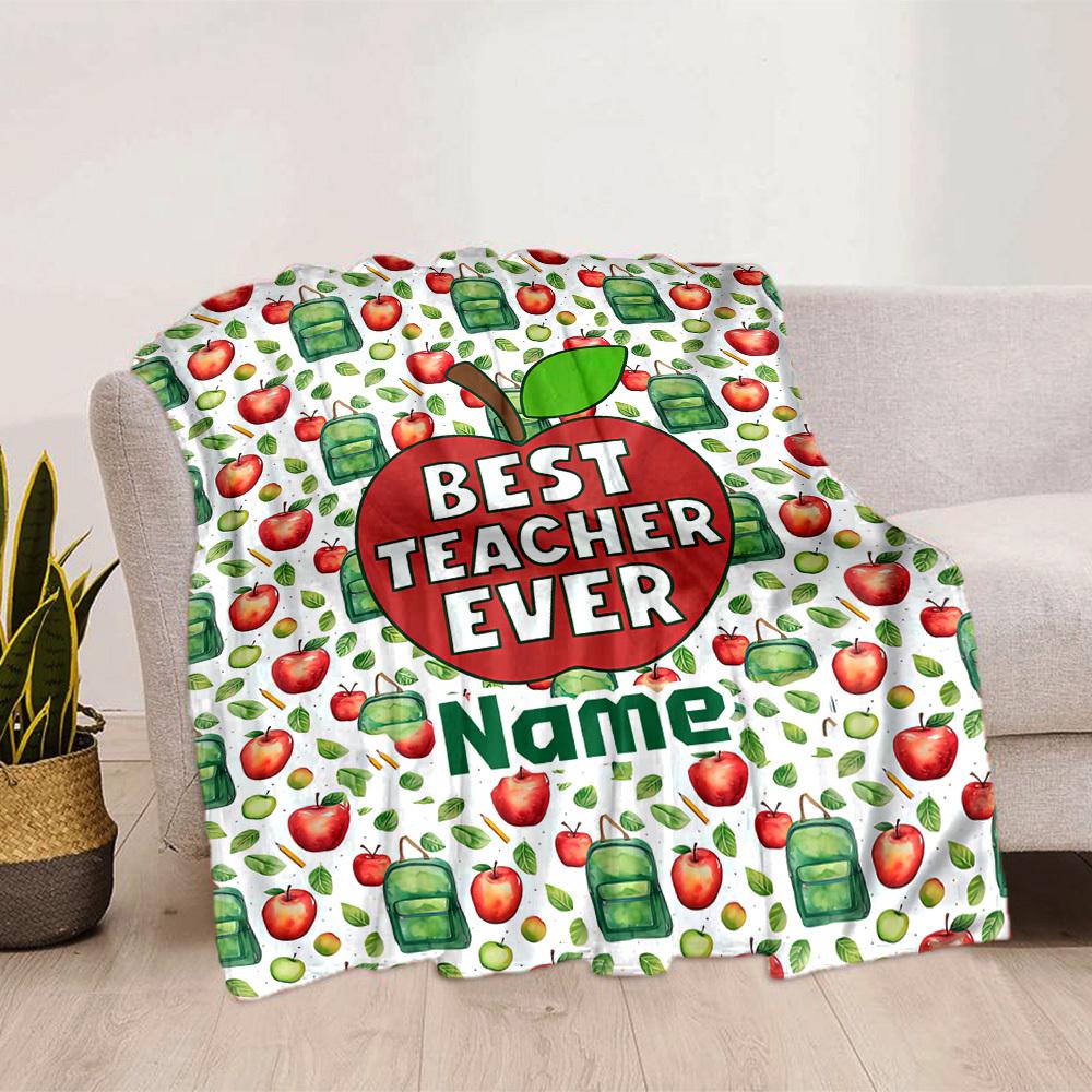 Best Teacher Ever Home Customize Your Name Blankets Comfortable Soft Lightweight Allseason Multipurpose Blanket For Picnic Sofa Office Bed Living Room