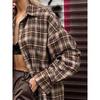 Summer Retro Plaid Shirt Women's Long Design Sense Bottoming Plaid Shirt Loose AK1071