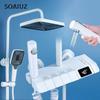 Black Digital Shower Set Mixer LED Shower System Bathroom Wall Mount Bathtub Rainfall Tap Modern Faucets
