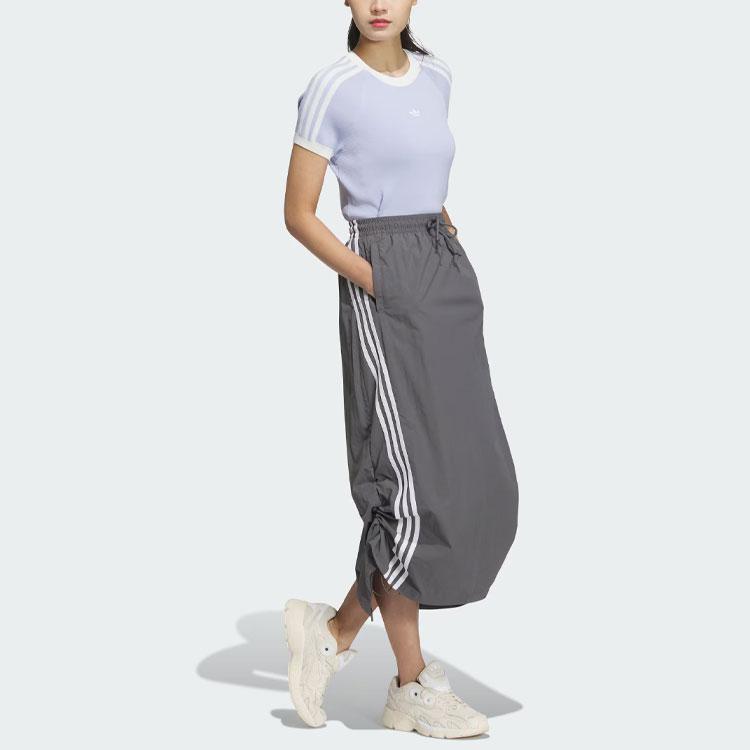 adidas Трикотажная футболка Originals с логотипом бренда, цветными блоками, в полоску, с круглым вырезом, женские топы приталенного кроя, светло-фиолетовый JI7050