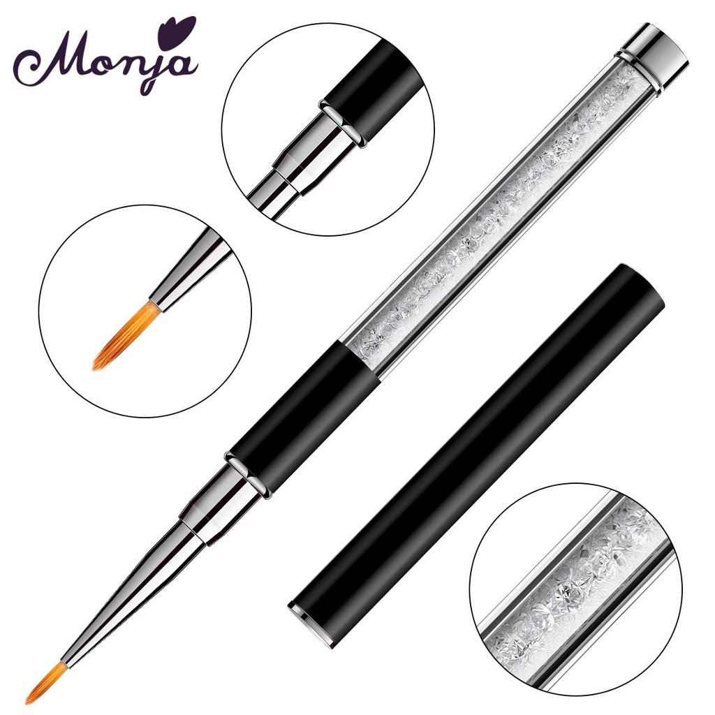 monja Ручка со стразами, многофункциональная кисть для рисования ногтей, полоски, линии, цветы, гель для ногтей, ручка для рисования, маникюрный инструмент