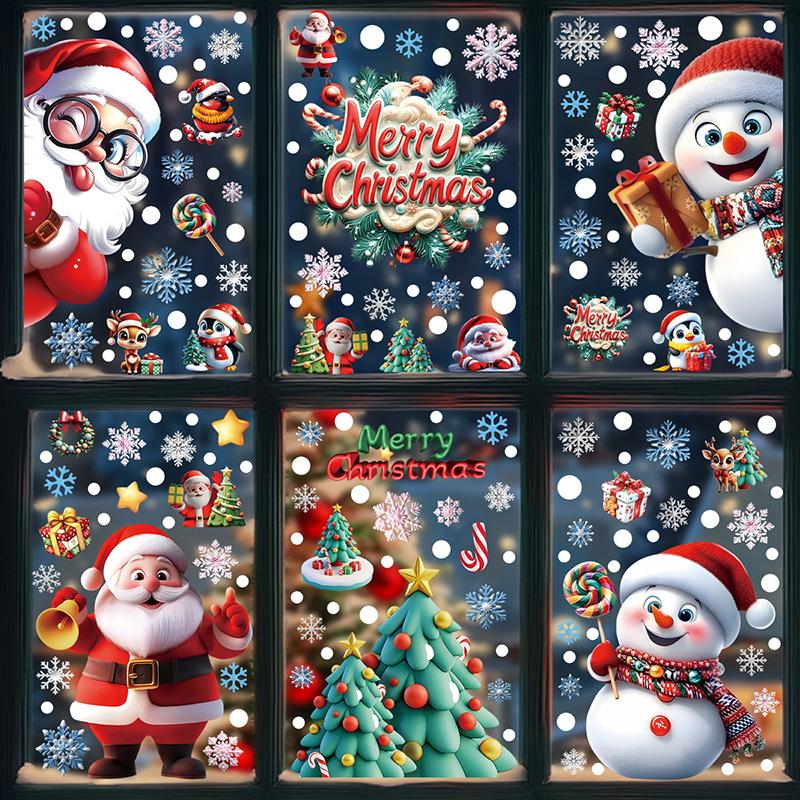 Creative Christmas Decorations, Electrostatic Stickers, Shop Window Decorations, Christmas Decorative Glass Stickers