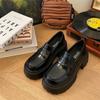 Patent Leather Chunky Platform Loafers Women Japanese Style Student Uniform Shoes Woman Thick Sole Non-Slip Black Casual Shoes