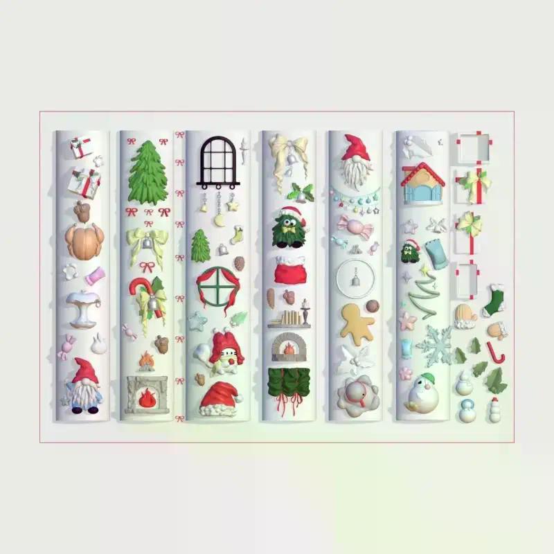 3D Силиконовая Форма для Ногтей Мультяшная Рождественский Цветок Бабочка Шаблоны для Ногтей DIY Декор для Маникюра Шаблон для Гелевых Наклеек на Ногти