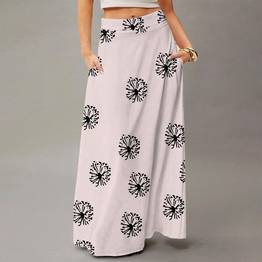 Женская повседневная складная юбка-макси с принтом в горошек, высокой талией и карманом, с драпировкой