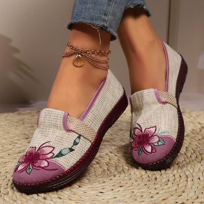 Мода 2024 Новое поступление Круглый носок Удобная повседневная женская обувь Горячая продажа Летние элегантные дышащие сетчатые вышитые балетки