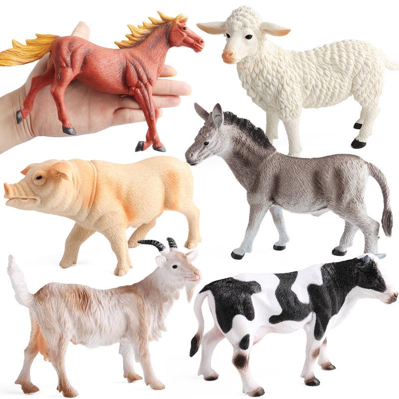 Kids' Wild Animal Figures: Lion, Tiger, Cow, Goat, Rhino, Horse, Leopard, Elephant - Plastic Educational Toys