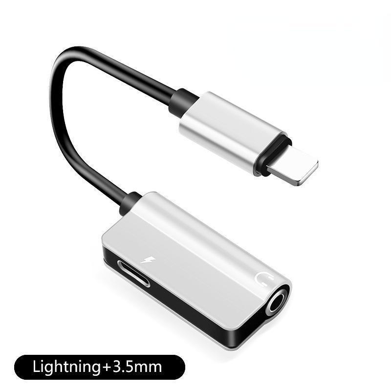 Адаптер для наушников 2 в 1, совместимый с аудио AUX Lightning на 3,5 мм, разъем для зарядки преобразователя