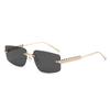 Advanced square frameless metal sunglasses for men and women outdoor sunscreen sunshade fashion trend glasses