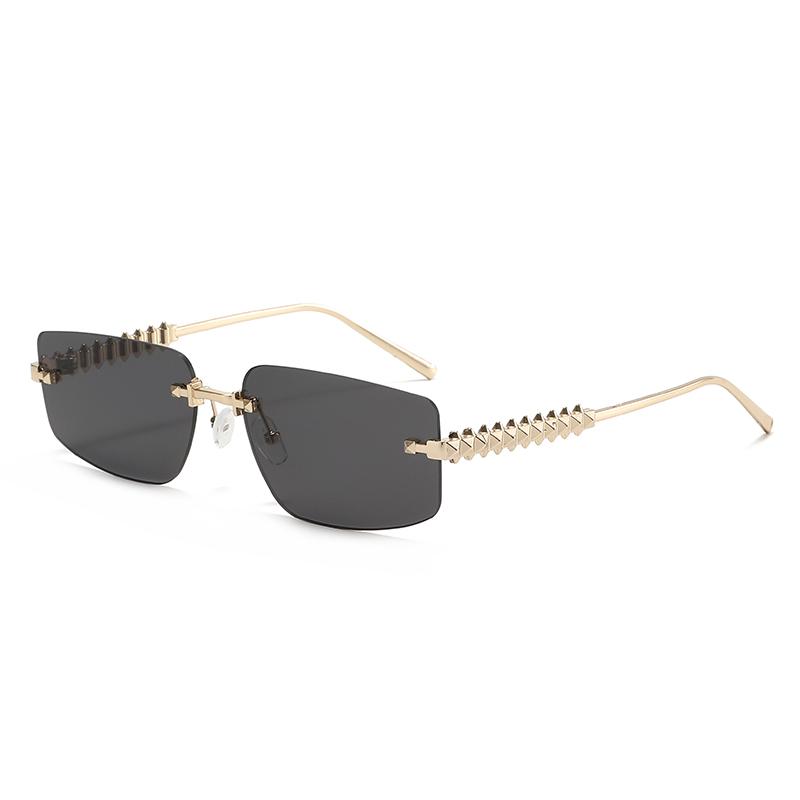 Advanced square frameless metal sunglasses for men and women outdoor sunscreen sunshade fashion trend glasses