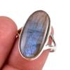 Natural Labradorite Gemstone 925 Solid Sterling Silver Jewelry Ring Size 8 s6R97
