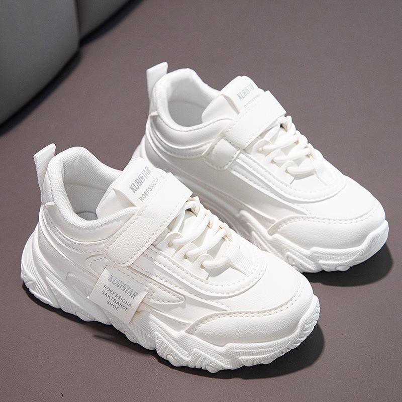 Children's Leather Comfortable Breathable Sneakers Soft Surface Wear-resistant Sole Running Shoes