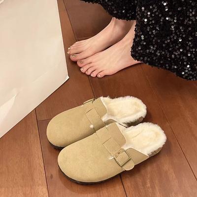 Флисовая обувь, женские шлепанцы, новый стиль, ленивые хлопковые туфли для женщин
