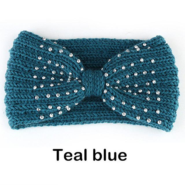 Зимние вязаные повязки на голову для женщин. Теплая повязка на голову крючком со стразами. Шерстяные теплые повязки для волос. Широкий головной убор в виде тюрбана. Модные аксессуары для волос.