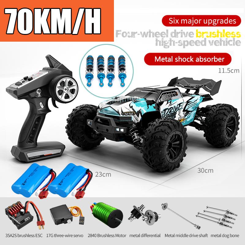 Радиоуправляемая машина Внедорожник 4x4 Высокоскоростная 70 км/ч Машина на дистанционном управлении со светодиодной фарой Бесколлекторный 4WD 1/16 Монстр-трак Игрушки для мальчиков Подарок