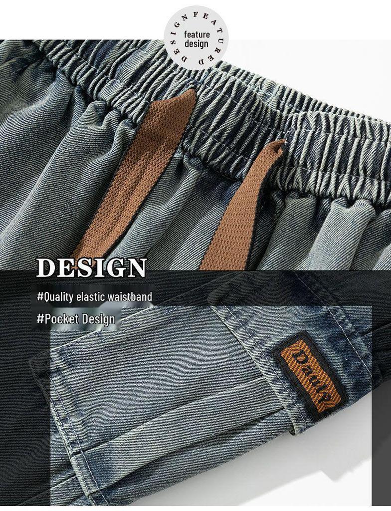 M-8XL Gradient Washed Men's Loose Wide Leg Jeans for Spring/Autumn 2025
