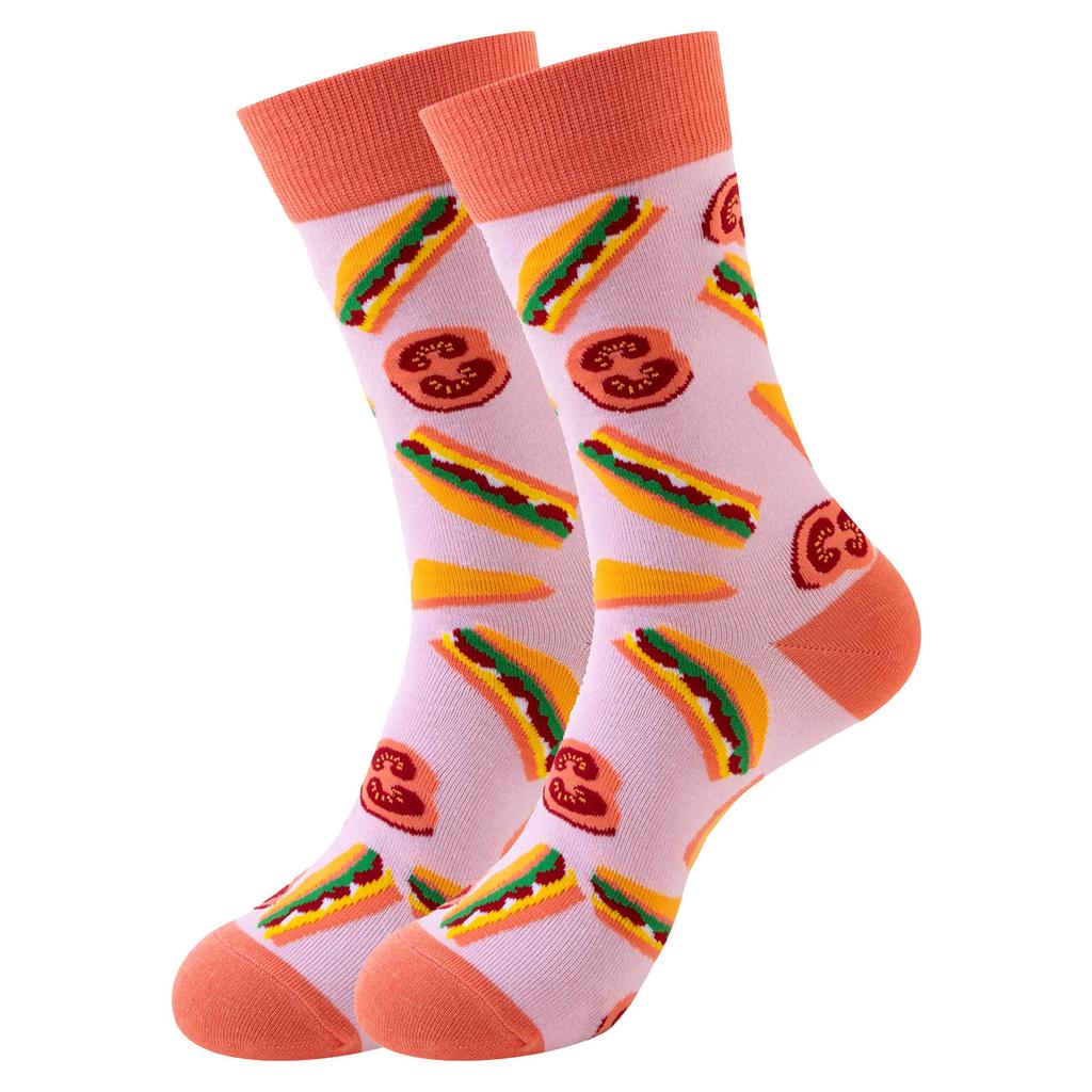5 pairs of new mid-calf socks: original food-themed trendy socks for women – fun, quirky and fashionable