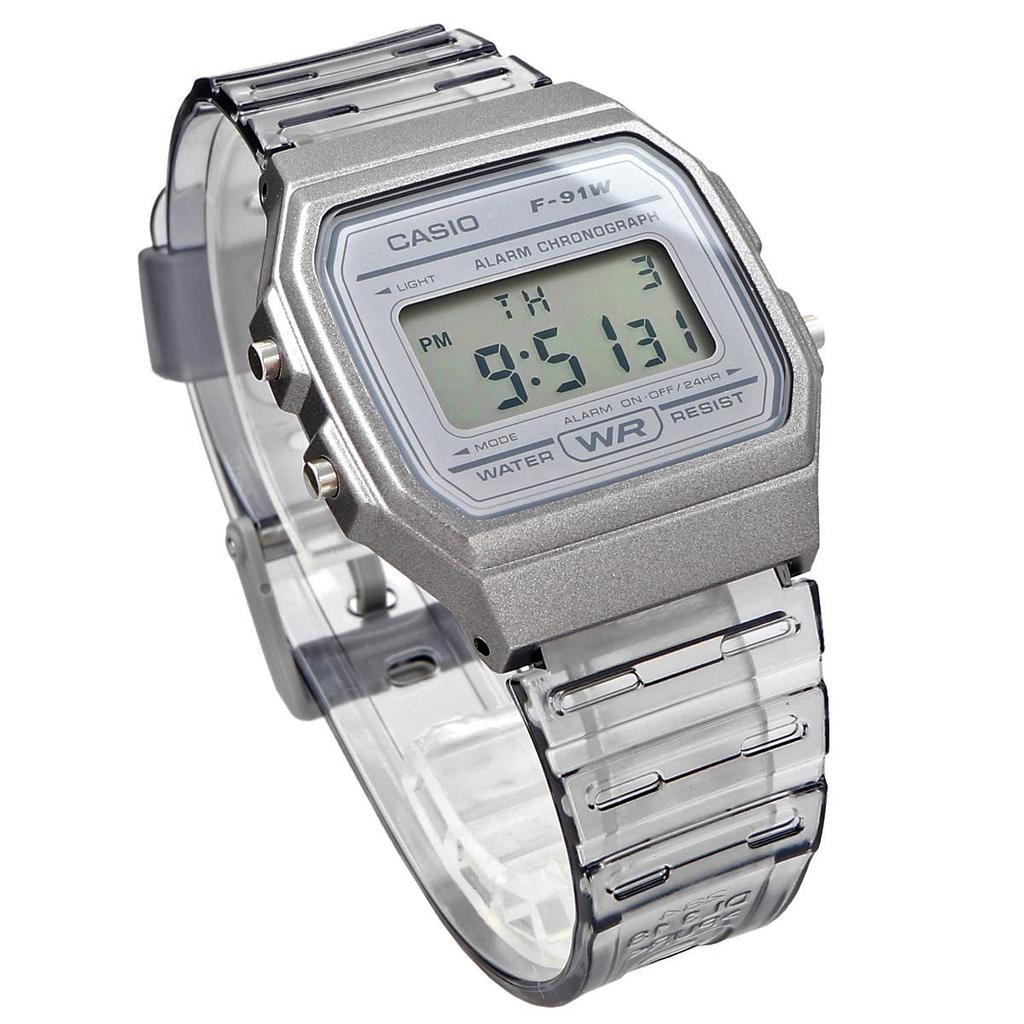 Casio Цифровые кварцевые часы унисекс дешевые Casio прозрачные серые [Casio] F-91WS-8 [Товар]