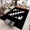 Modern Art Black And White Carpet Various Styles With Artistic Letter Curved Geometric Patterns Rug For Living Room Decor