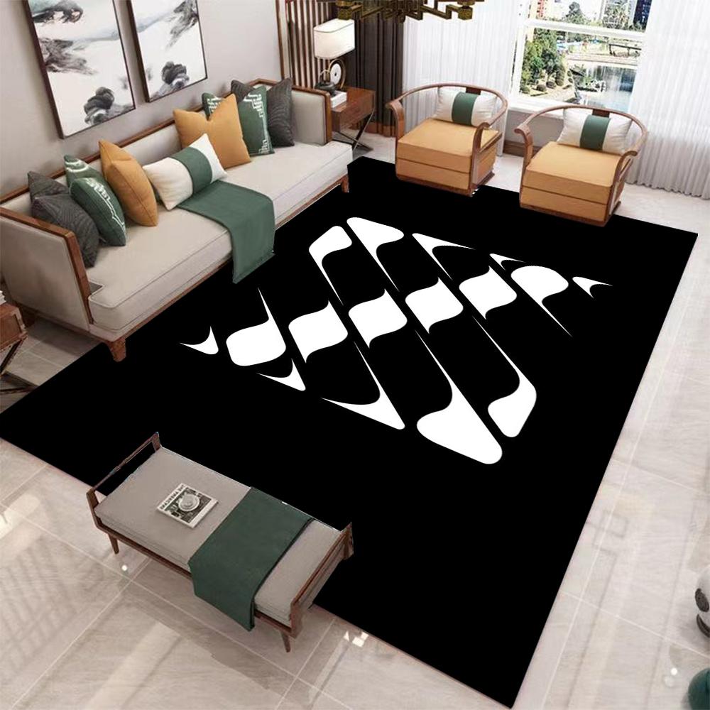Modern Art Black And White Carpet Various Styles With Artistic Letter Curved Geometric Patterns Rug For Living Room Decor