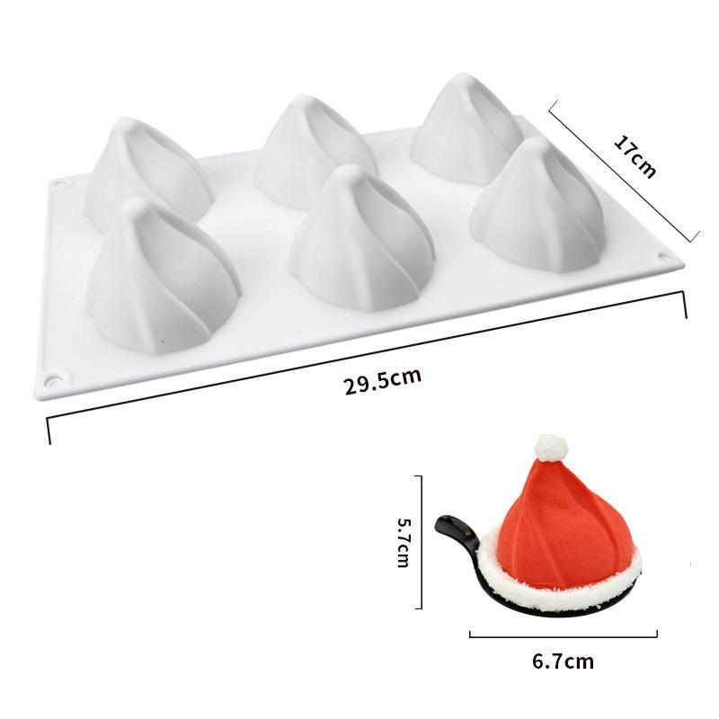 Christmas Hat Silicone Mousse Mold - 6 Cavities for Holiday Cakes