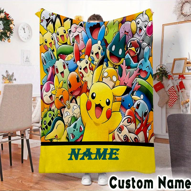 Custom NamePika Blanket Flannel Throw for Sofa, Indoor, Camping, Living Room, Office, Chair, And Bed Soft Birthday Christmas Gift