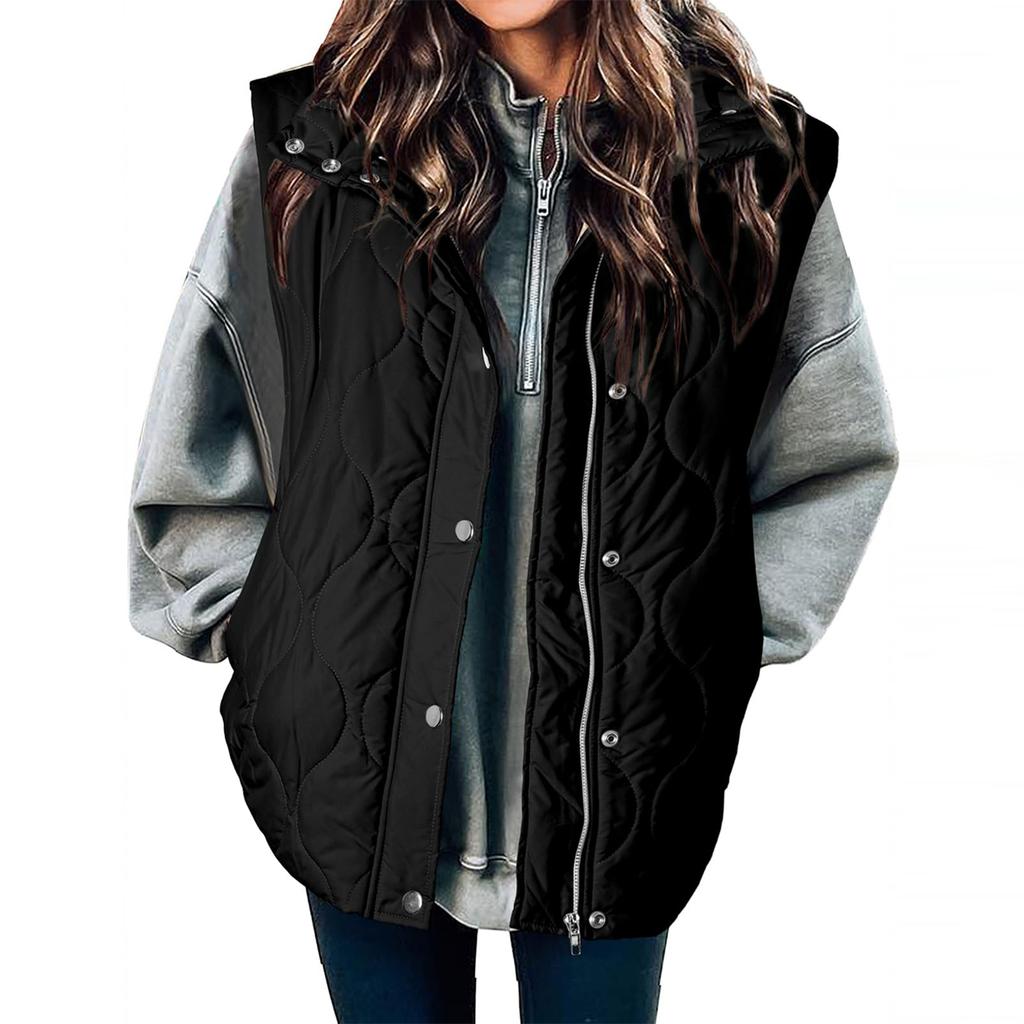 Женская модная жилетка-куртка однотонного цвета с карманами на молнии и пуговицах