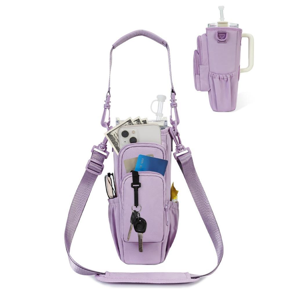 Stylish Water-resistant Water Bottle Holder Bag with Handle Adjustable Holder Pouch Portable Crossbody Bag for Outdoor Sports