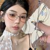 Ретро Очки Кошачий Глаз Золотисто-Серебристая Рамка Y2K Модные Очки для Защиты Глаз Женские для Чтения Компьютера с Защитой от Синего Света
