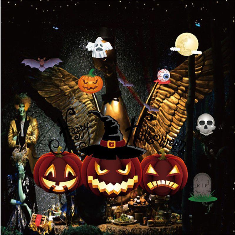 Removable Halloween Diy Wall Stickers With Fire Retardant Pvc Pumpkin Witch Decal