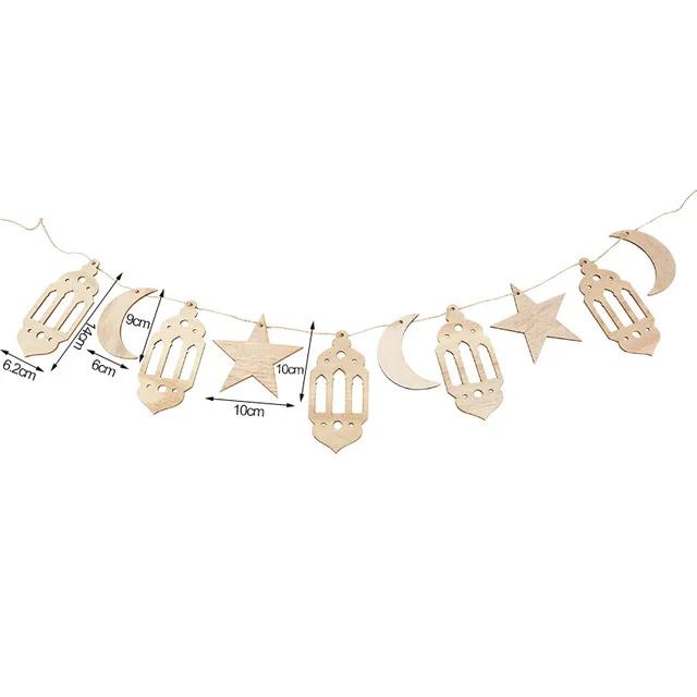 New Wooden EID Mubarak Decoration Ramadan Mubarak Ornaments Islamic Muslim Pendant Eid Al Adha Party Supplies Ramadan Kareem Gif