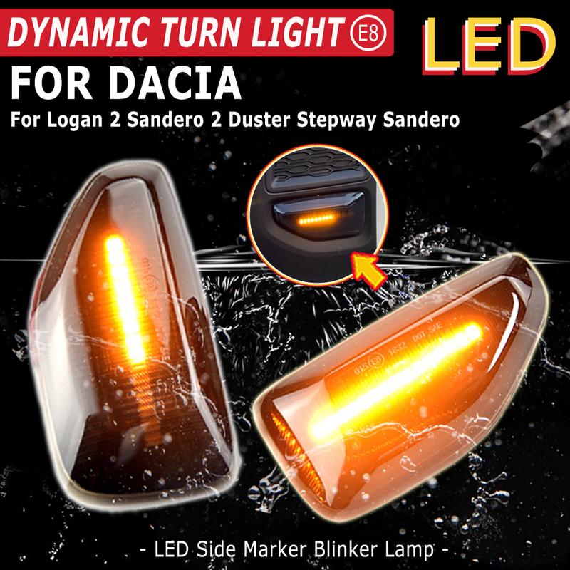 2Pcs LED Dynamic Side Marker Light Arrow Turn Signal Blinker Lamps For Dacia Logan 2 Sandero 2 Duster Renault Stepway Sandero