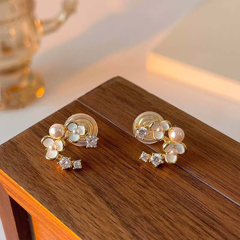 Изысканный масляный капельный жемчужный цветок тип c клипса для ушей простые не прокалываемые ювелирные аксессуары женская бижутерия для вечеринки подарок