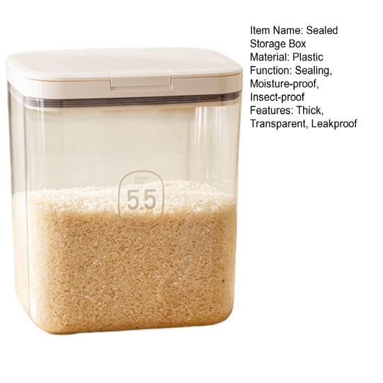 Кухонный герметичный ящик для хранения Пресс-типа Автоматическое запечатывание Прозрачный толстый герметичный пыленепроницаемый влагостойкий контейнер для рисовых круп