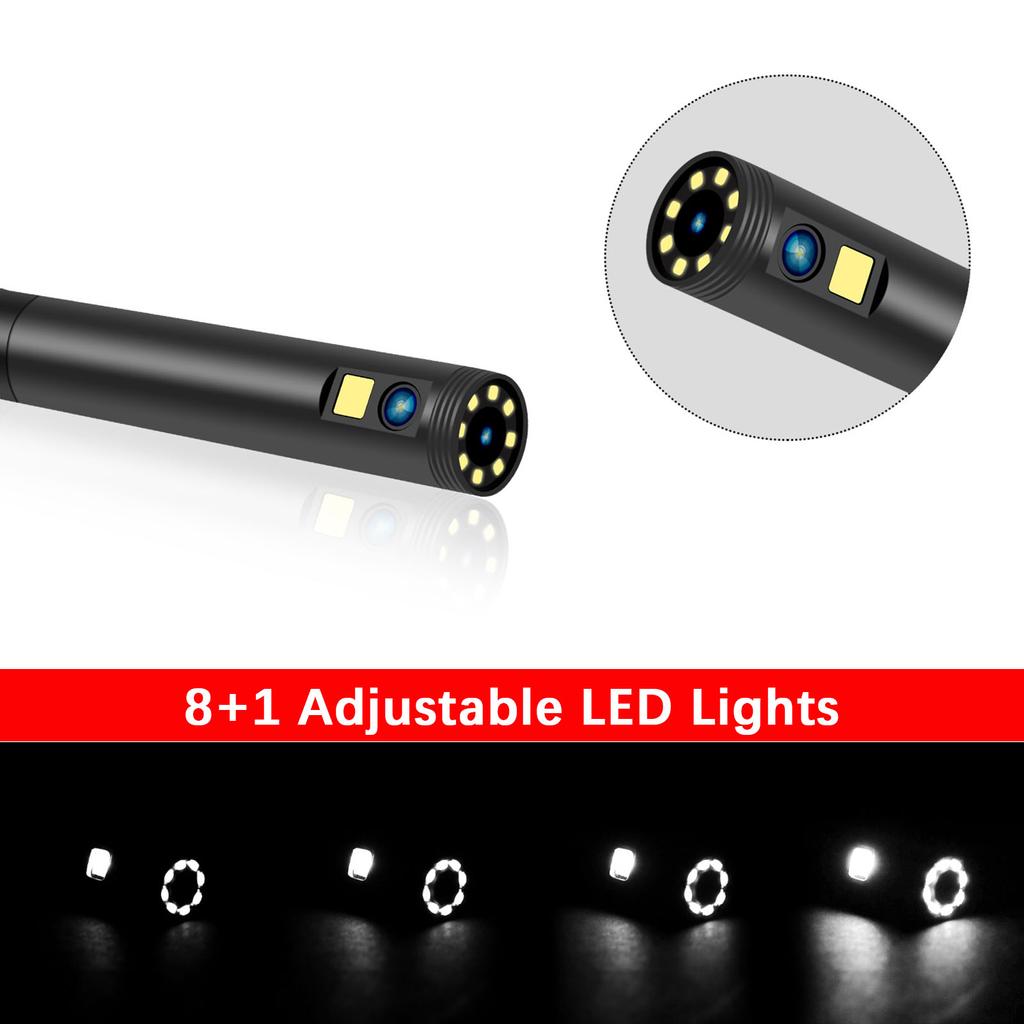 Industrial Endoscope with 8mm Automotive Inspection Camera Waterproof LED Light 4.3 Inch Screen