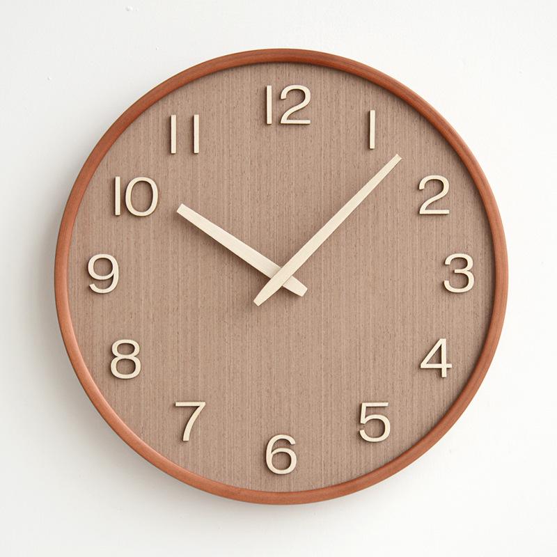 Japan Style Noiseless Wooden Wall Clock Simple Retro Decorative Timepiece for Living Room Home Decor Brief Wood Watch