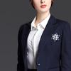 Diamond Snowflake Brooch High-End Female Personality Simple Pearl Brooch Niche Design Pin Suit Accessories