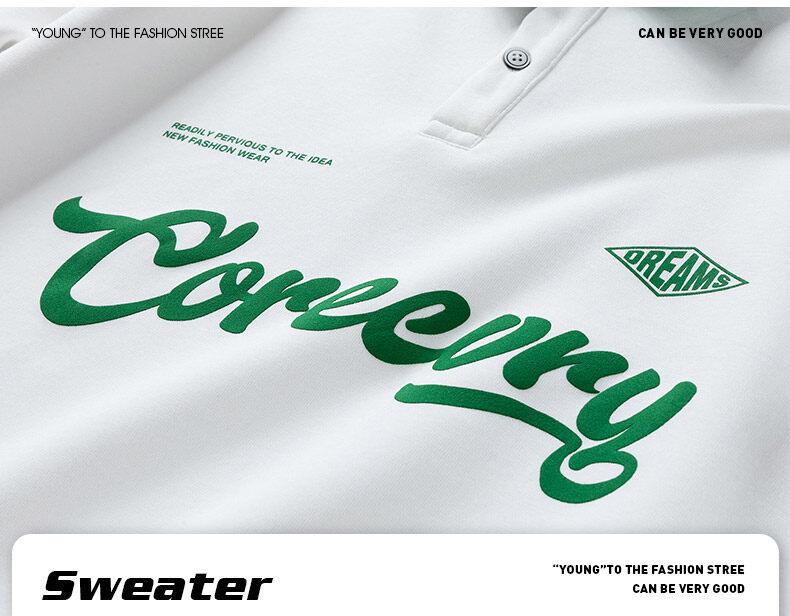 Мужская ретро-худи с воротником-поло - Модная японская рабочая одежда для подростков, весна/осень 2024