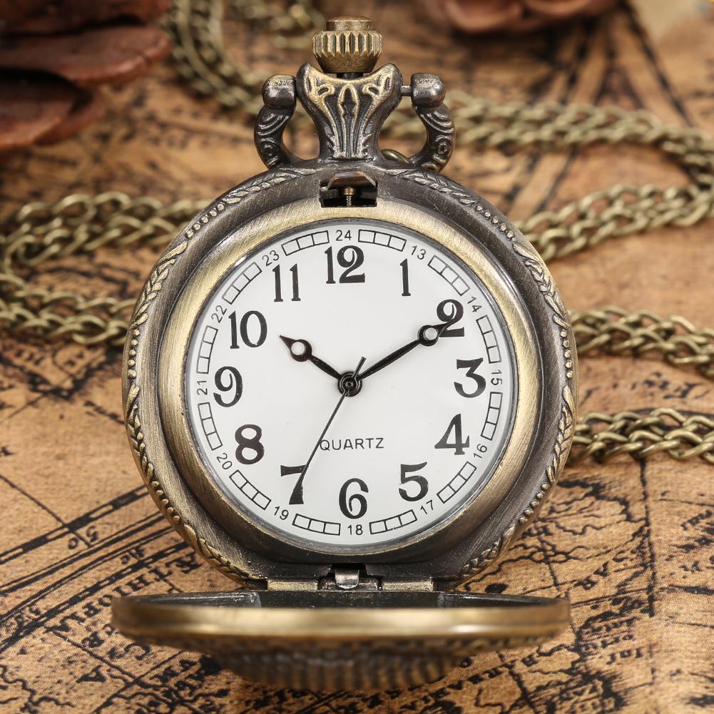 Винтажные бронзовые мужские и женские кварцевые карманные часы с подвеской в виде арабских цифр, карманные часы с цепочкой, креативная голова Будды, старомодные карманные часы для папы