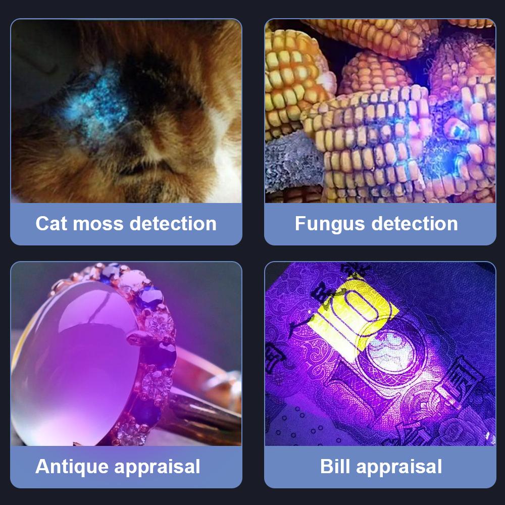 365 нм USB перезаряжаемый ультрафиолетовый фонарик для домашних животных SV57 черный свет мочи УФ-фонарик универсальный 3 Вт кошачий опоясывающий лишай денежная руда обнаружение скорпионов